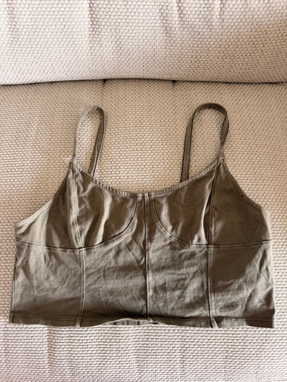 Olive Green Cropped Tank Top